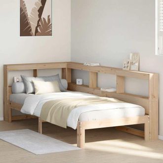 vidaXL Cama Con Estanter&iacute;a Sin Colch&oacute;n Madera Maciza De Pino 75x190 Cm Vidaxl