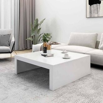 Berkfield Home Modern Coffee Table White 100x100x35 cm Engineered Wood | Size: 100 x 100 x 35 cm