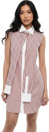 Dsquared2 Red Stripes Shirt Collar Mini Dress