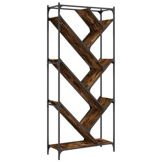 Berkfield Home Bookcase Smoked Oak 79x30x180 cm Engineered Wood & Metal in Brown | Size: 79 x 30 x 180 cm