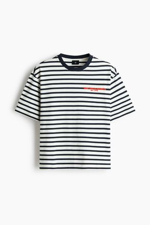 H&M Baumwoll-T-Shirt in Loose Fit - White