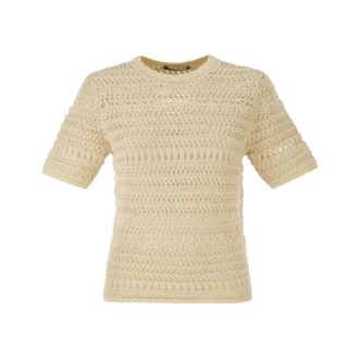 Fabiana Filippi Round-neck Knitwear, female, Beige, Size: XS Round-neck Knit Top