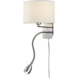 Trio hotel applique 2 luci led + paralume bianco E14 20X23,5CM led incluso 3,1W 310 lm, 3.000K