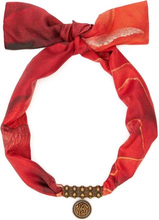 Roberto Cavalli Collana in seta con logo goffrato - Rosso