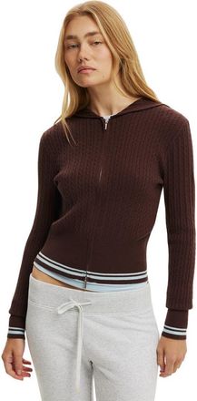 Cotton On Womens Everfine Hooded Knit in Dark Oak Blue Tipping at Nordstrom, Size Xx-Large