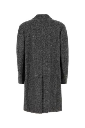 Givenchy Mens Embroidered Wool Blend Coat Blackwhite Cappotti