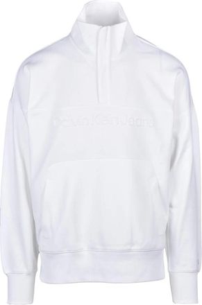 Calvin Klein Jeans Felpa - Heren - Sweatshirts - Wit - L - Katoen - Hoodies & sweatvesten