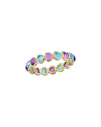 Rina Limor Gold Over Silver 3.60 ct. tw. Amethyst-Africa, Blue Topaz - Swiss Eternity Ring