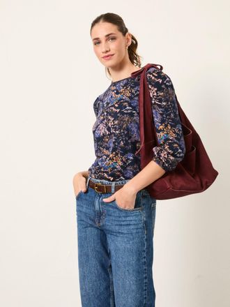 Fat Face FatFace Leni Black Mountains Printed Round Neck Top