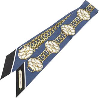 Herm&egrave;s Pre-owned Scarves, female, Blue, Size: ONE SIZE Pre-owned Silk Scarf