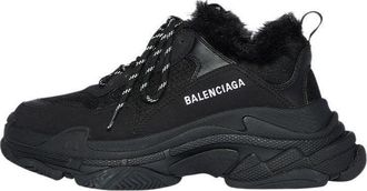 Balenciaga (WMNS) Balenciaga Triple S Fake Fur - Black 668562W3CQ51000