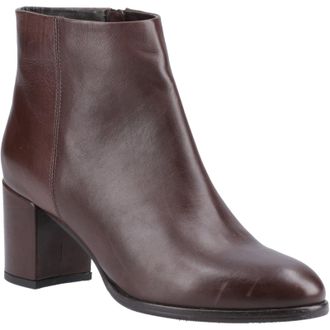 Hush Puppies Claridy Leren Enkellaarsjes Met Hoge Hak In Het Bruin Voor Dames