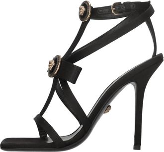 Versace Gianni Ribbon Satin Cage Sandalen - Dames - Sandalen met hakken - Zwart - 38 EU - Leer - Schoenen