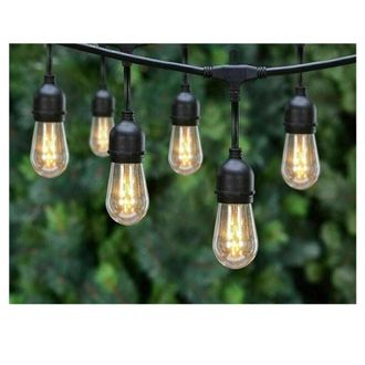 Trade Shop Trade Shop Traesio - Trade Shop - Catena Luminosa Da Esterno Modulare 10 Lampadine E27 Cavo 10 Metri Ip65 Nero