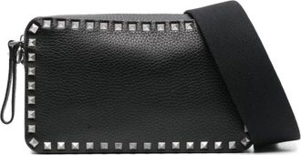 Valentino Garavani Zwarte Schoudertas - Heren - Schoudertassen - Zwart - ONE Size - Leer - Tassen