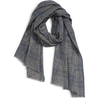 Andrew Stewart Glen Plaid Cashmere Scarf in Grey /black at Nordstrom