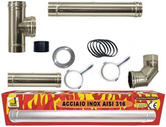 MBM Kit De Tuber&iacute;as Para Chimenea Fumaria &Oslash; 80. Conducto De Humos En Acero Inoxidable Aisi 316l Ce Hecho En Italia Uni 1856