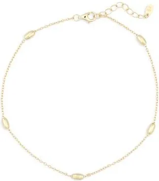 Argento Vivo 18K Gold Plated Sterling Silver Station Chain Anklet at Nordstrom Rack