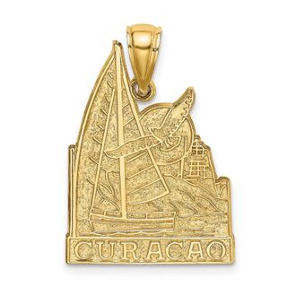 Diamond2Deal 14k Yellow Gold CURACAO Sailboat Seagull Charm