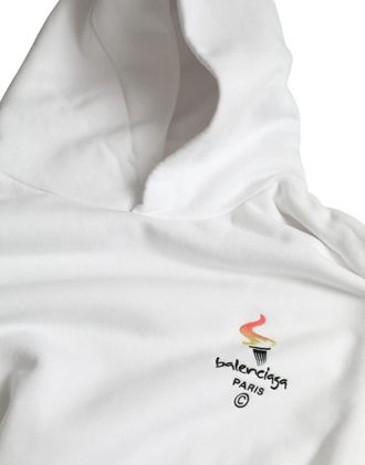 Balenciaga White Cotton Hooded Pullover OVERSIZE Mens Sweater (Pre-Owned)