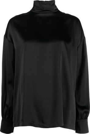 Fabiana Filippi high-neck satin blouse - women - Wool/Viscose - 44 - Black
