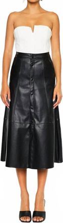 Kancan High Rise Leather Midi Skirt In Black
