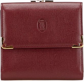 Cartier Bordeaux Wine Red Leather Wallet (Tri-Fold) (Pre-Owned)