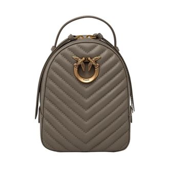 Pinko Love Click Mini Rugzak - Dames - Rugzakken - Grijs - ONE Size - Leer - Tassen