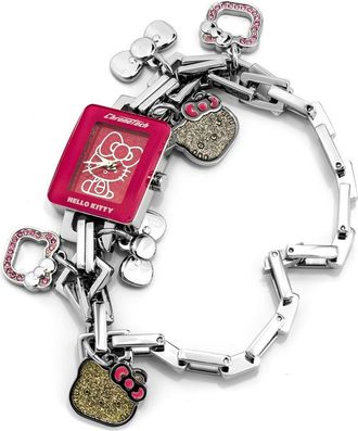 Chronotech Womens Hello Kitty Charm Bracelet Watch - Silver Silver Steel - One Size