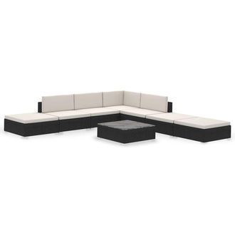 vidaXL Vidaxl - Set Divani Da Giardino 8 Pz Con Cuscini In Polyrattan Nero