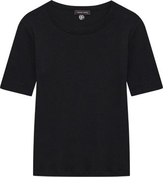 Anine Bing Sixtine Tee Short Sleeve - Dames - T-shirts - Zwart - S - Tops