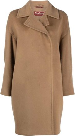 Max Mara Single-Breasted Coats, female, Brown, Size: 2XS Brown Wool Coat Wide Lapels