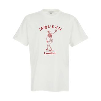 Alexander McQueen Alexander McQueen, T-Shirts, male, White, Size: XL Cotton Crew-neck T-shirt