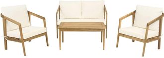 Habitat et Jardin Conjunto De Jard&iacute;n De Madera De Acacia Con Cojines <> - 4 Plazas - Beige