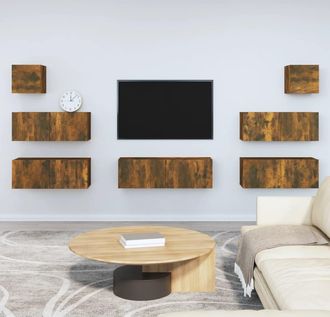 vidaXL Set De Muebles De Tv 7 Pzas Madera Contrachapada Roble Ahumado Vidaxl