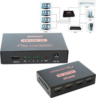 Trade Shop Trade Shop - Hdmi Splitter Alta Definici&oacute;n 1080p 4k 3d 4 Uscite Amplificaci&oacute;n