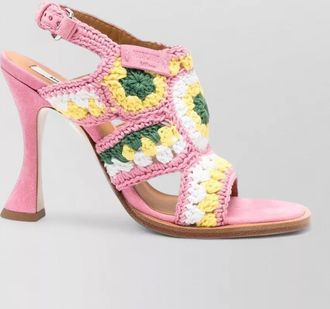 Moschino crochet knit slingback sandals