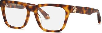Roberto Cavalli Eyeglasses Square Full Rim, Havana Frame And Clear Demo Lenses Lens Vrc026M02Bp