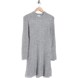 b.young Ribbed Knit Long Sleeve Sweater Dress in Mid Grey Melange at Nordstrom Rack, Size X-Small