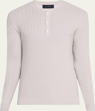 Sease Mens Herringbone Henley Sweater