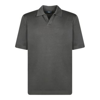 Herno Polo Shirts, male, Gray, Size: L Jersey knit-effect Polo