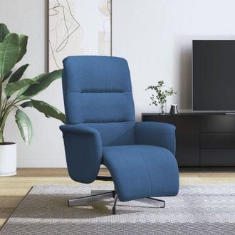 vidaXL Poltrona Reclinabile con Poggiapiedi Blu in Tessuto - Vidaxl