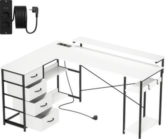 HOMCOM Escritorio esquinero 155x112x91.5 cm blanco