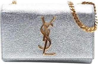 Saint Laurent Pre-owned Cross Body Bags, female, Gray, Size: ONE SIZE Pre-owned Leather Crossbody Bag