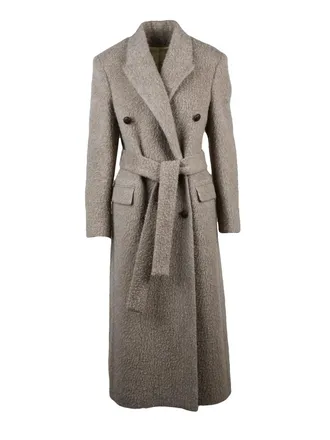 Golden Goose Double-Breasted Wrap Coat In Textured Wool Mohair Blend