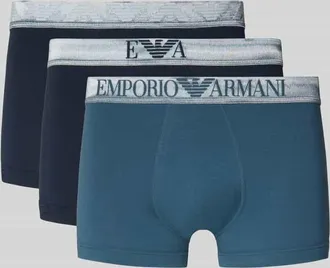 Emporio Armani Slim Fit Trunks mit Logo-Stitching im 3er-Pack in Dunkelblau, Gr&ouml;&szlig;e XL