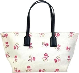 Loewe Pre-owned Tote Bags, female, White, Size: ONE SIZE Pre-owned Canvas Shoulder Tote Bag