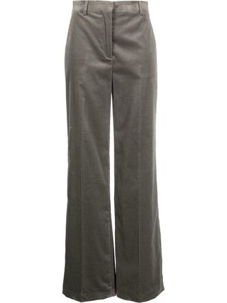 Alberta Ferretti wide-leg velvet trousers - women - Cotton/Elastane/Cupro - 44 - Grey