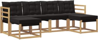 vidaXL Conjunto De Sof&aacute;s De Exterior 6 Uds. Blanco Y Negro Vidaxl