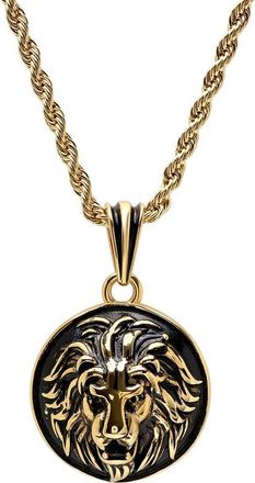Steeltime Mens Lion Pendant Necklace in Yellow at Nordstrom Rack